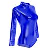 Women Shiny Metallic Patent Leather Ballet Dance Leotard Spandex One Piece Mock Neck Athletic Tank Bodysuit Gymnastic Training Dancewear Top Party Costume Clubwear Royal Blue Medium view 2
