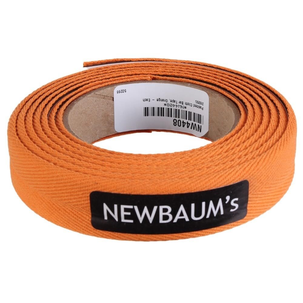 Newbaum's Cushioned Cotton Cloth Handlebar Tape Orange. Made in USA (7 ft. Roll of 1.25 Wide wrap) Classic Look and Feel of Cotton, but with Neoprene Padding for Modern Comfort