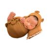 Newborn Infant Baby Boys Girls Photography Props Bow Wrap, Posing Aid, Hat and Blanket Set 4 Pcs (Ginger yellow) view 1
