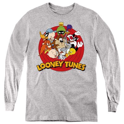 Looney Tunes Smaller Group Youth Long Sleeve T Shirt, Large Athletic Heather
