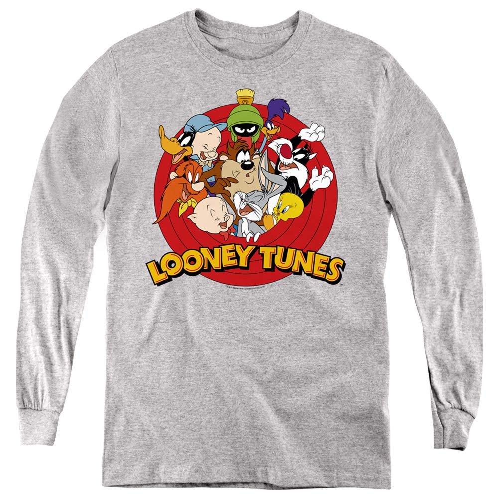 Looney Tunes Smaller Group Youth Long Sleeve T Shirt, Large Athletic Heather