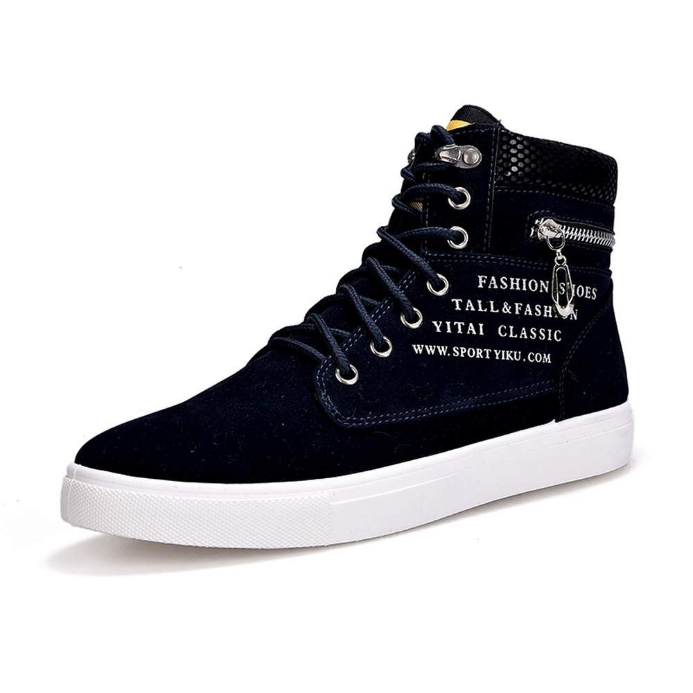 tazimall Men's High Top Sneakers Casual Skate Shoes Lace Up Walking Shoes Blue