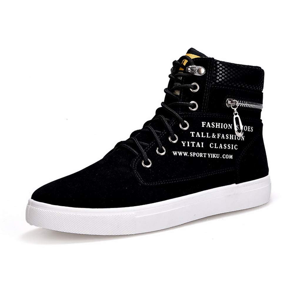 tazimall Men's High Top Sneakers Casual Skate Shoes Lace Up Walking Shoes Black