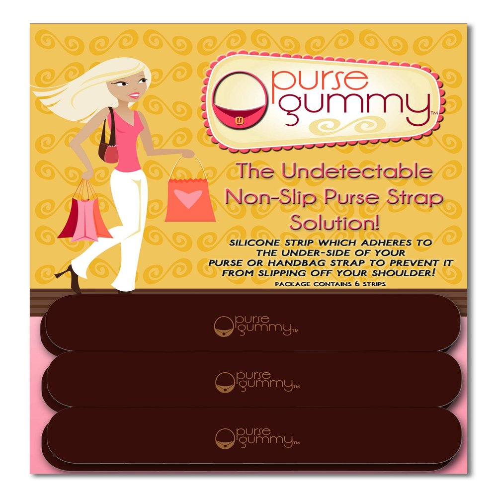 Purse Gummy Stop Strap Slips - Non Slip Grip Strip Pad for Handbag Straps - Shoulder Bag, Tote Bag, Diaper Bag Cushion Accessory - Set of 6 Pieces, Chocolate Brown