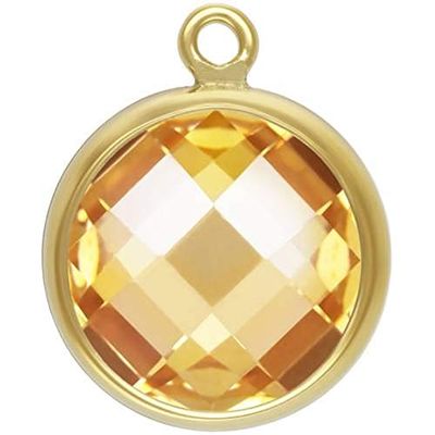 14Kt Gold Filled 8mm Checkerboard Champagne 3A CZ Drop - 1 Pc (11386)/1