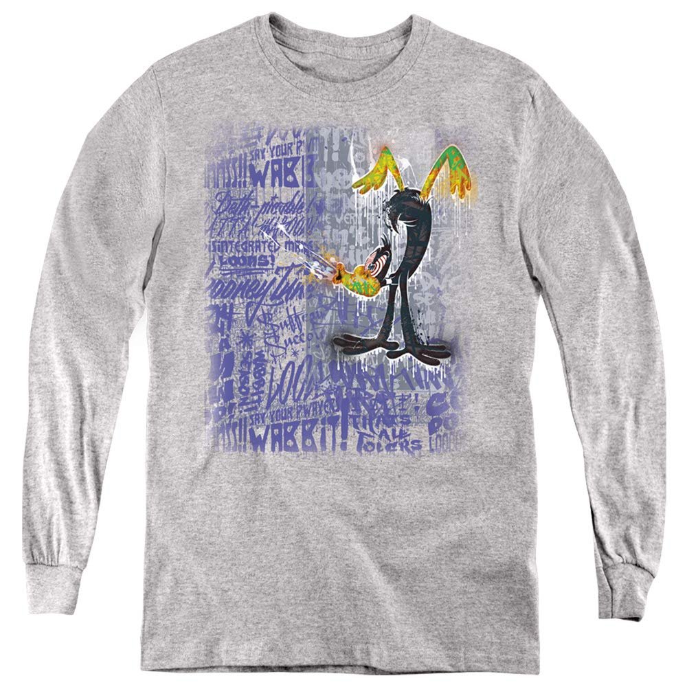Looney Tunes Graffiti Duck Youth Long Sleeve T Shirt, X-Large Athletic Heather