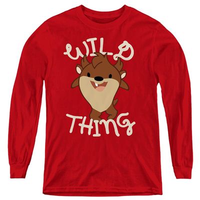 Looney Tunes Wild Thing Kid Youth Long Sleeve T Shirt, X-Large Red
