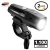 Metro Pro 1,100 Lumen Bike Light 5 Night & 3 Daytime Modes Compact & Durable IP67 Waterproof Secured Hard Mount USB Rechargeable Headlight for Road, Mountain, Commuter Bicycles - 2 Pack view 1