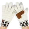 C.C Women Leopard Cuff Ribbed Glove with Smart Tips (G-80) (Leopard-Ivory)