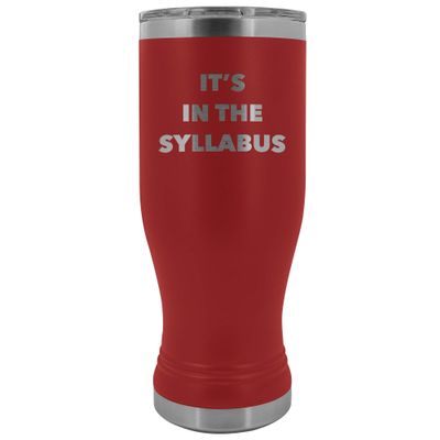 HollyWood & Twine Funny Professor Tumbler College Professor Gifts for Men Women It's in The Syllabus Metal Mug Insulated Hot Cold Travel Cup 20oz BPA FreeBPA Free