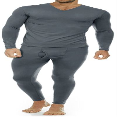 Thermajohn Long Johns Thermal Underwear for Men V Neck Fleece Lined Base Layer Set for Cold Weather (X-Large, Charcoal)