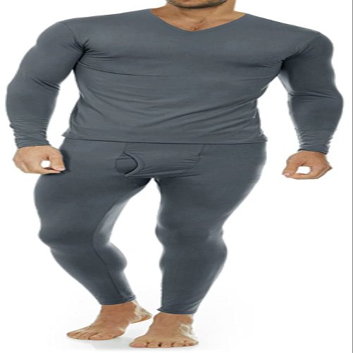 Thermajohn Long Johns Thermal Underwear for Men V Neck Fleece Lined Base Layer Set for Cold Weather (X-Large, Charcoal)