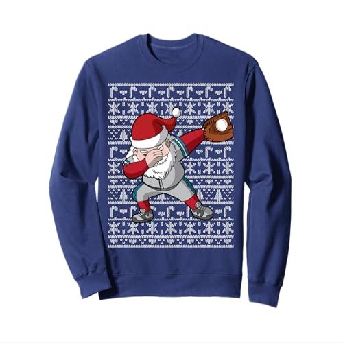Baseball Dabbing Santa Ugly Christmas Pattern Sports Sweatshirt