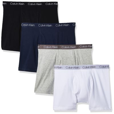 Calvin Klein Kids Boys' Modern Cotton Boxer Brief Underwear 4-Pack, Solid Pack, Medium
