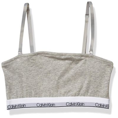 Calvin Klein Kids Girls' Modern Cotton Bandeau Bra Bralette, Heather Grey, X-Large