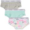 Calvin Klein Kids Girls' Modern Cotton Hipster Underwear 3-Pack, Heather Grey/Teal/Signature White, Small view 1