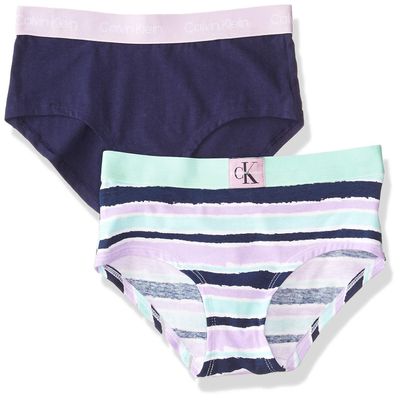 Calvin Klein Kids Girls' Modern Cotton Hipster Underwear 2-Pack, Cool Tie Dye/Symphony, Small