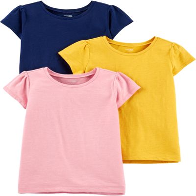 Simple Joys by Carter's Baby and Toddler Girls' 3-Pack Solid Short-Sleeve Tee Shirts