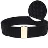 Women Elastic Waist Belts For Dress Jumpsuit With Gold Interlock Buckle Waistbands Cinch Cummerbunds Stretch Belt (rhombus Black, Waist :25-32Inch) view 2