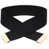 Women Elastic Waist Belts For Dress Jumpsuit With Gold Interlock Buckle Waistbands Cinch Cummerbunds Stretch Belt (rhombus Black, Waist :25-32Inch) view 3