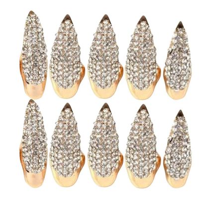 SXFSE Rings for Women, 10Pc Punk Claw Ring Gothic Jewelry False Nail Finger Ring Knuckle Bend Fingertip