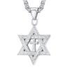 U7 Israel Necklace 316L Stainless Steel Antique Cross Star of David Pendant for Men Wome, Chain 22-24 Inch view 1