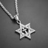U7 Israel Necklace 316L Stainless Steel Antique Cross Star of David Pendant for Men Wome, Chain 22-24 Inch view 3