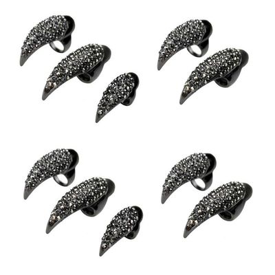 SXFSE Rings for Women, 10Pc Punk Claw Ring Gothic Jewelry False Nail Finger Ring Knuckle Bend Fingertip