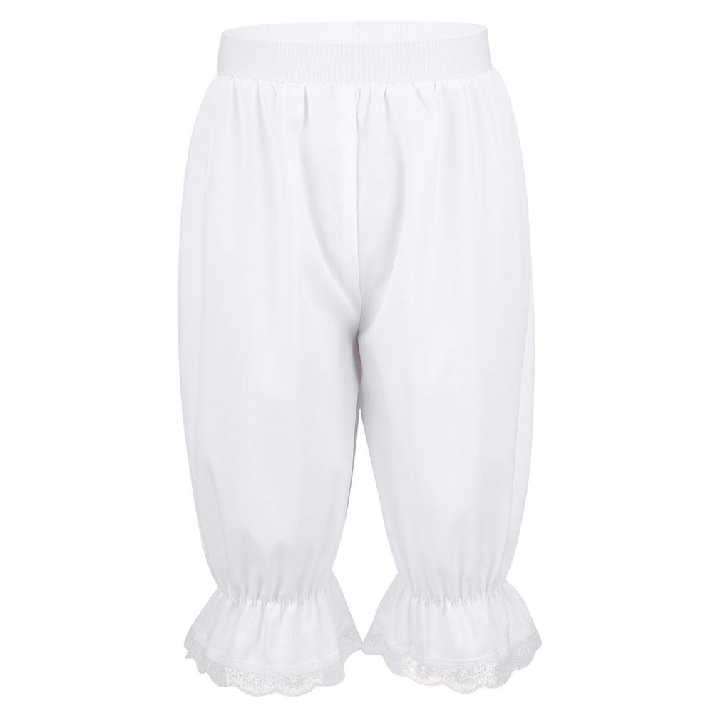 ACSUSS Kids Girls Victorian Pantaloons Loose Lace Bloomers Ruffle Pumpkin Pants Pettipants White 4