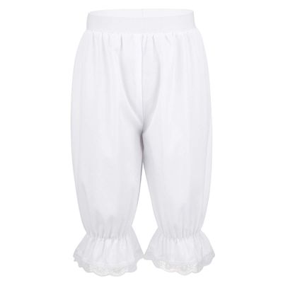 ACSUSS Kids Girls Victorian Pantaloons Loose Lace Bloomers Ruffle Pumpkin Pants Pettipants White 8