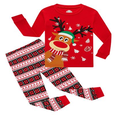 Family Feeling Big Girls Boys Long Sleeve Christmas Pajamas Sets Cotton Pyjamas Kids Pjs Size 16 Reindeer