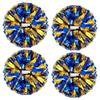 4Pcs Metallic Cheerleading Pom Poms, Creatiee 2 Pair Cheerleader Cheering Squad Pompoms for School Sports Dance Games Team Spirit Cheer (Blue-Gold) view 1