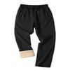 FASKUNOIE Men's Winter Fleece Sherpa Pants Thermal Warm Sweatpants Sports Joggers with Pockets Black view 1