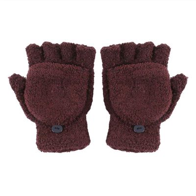 Sevenfly Winter Gloves Warm Flip Fingerless Gloves Mittens for Women Gifts(Brown)