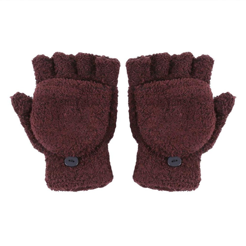 Sevenfly Winter Gloves Warm Flip Fingerless Gloves Mittens for Women Gifts(Brown)
