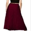 CHARTOU Womens Elegant Floral Lace Elastic High Waist Pleated Maxi Long Beach Skirts (Medium, Red) view 2