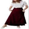 CHARTOU Womens Elegant Floral Lace Elastic High Waist Pleated Maxi Long Beach Skirts (Medium, Red) view 3