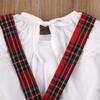 2Pcs Toddler Baby Girl Kids Clothing Set Pink Ruffle Long Sleeve Top + Plaid Suspender Skirt Dress Fall Outfits (White Top & Red Plaid Skirt, 6-12 Months) view 4