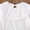 2Pcs Toddler Baby Girl Kids Clothing Set Pink Ruffle Long Sleeve Top + Plaid Suspender Skirt Dress Fall Outfits (White Top & Red Plaid Skirt, 3 Years) view 2