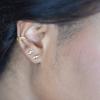 18K Gold Vermeil Tiny Gold Lightning Bolt Stud Earrings view 2