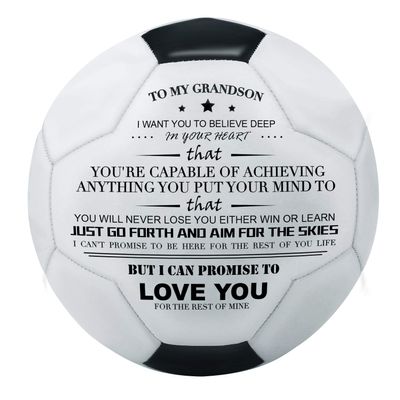 Kenon Engraved Soccer Ball/Football Toy to My Grandson - Youth and Adult Soccer Balls with Pump- Perfect for Grandson Birthday Graduation