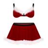 YiZYiF Mens Velvet Sissy Lingerie Set Christmas Bra Tops with Skirt Crossdress Nightwear Pajamas Set Red Meduim view 1