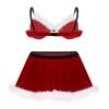 YiZYiF Mens Velvet Sissy Lingerie Set Christmas Bra Tops with Skirt Crossdress Nightwear Pajamas Set Red Meduim view 2