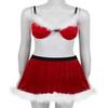 YiZYiF Mens Velvet Sissy Lingerie Set Christmas Bra Tops with Skirt Crossdress Nightwear Pajamas Set Red Meduim view 3