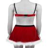 YiZYiF Mens Velvet Sissy Lingerie Set Christmas Bra Tops with Skirt Crossdress Nightwear Pajamas Set Red Meduim view 4
