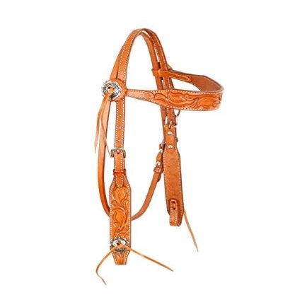 Showman Floral Tooled Argentina Cow Leather Browband Headstall