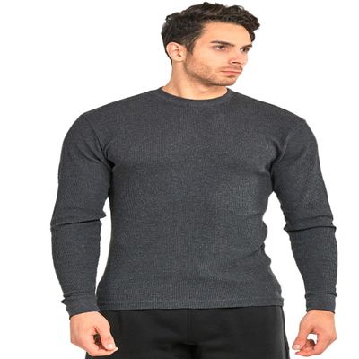 Men's Classic Waffle-Knit Medium Weight Thermal Top (XL, Charcoal)