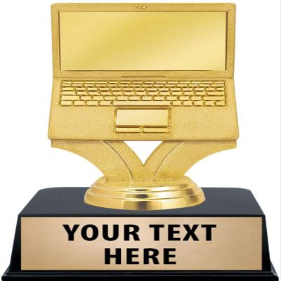 Crown Awards Computer Trophies with Custom Engraving, 6" Personalized Gold Computer Computer Award Trophy On Black Base 10 Pack
