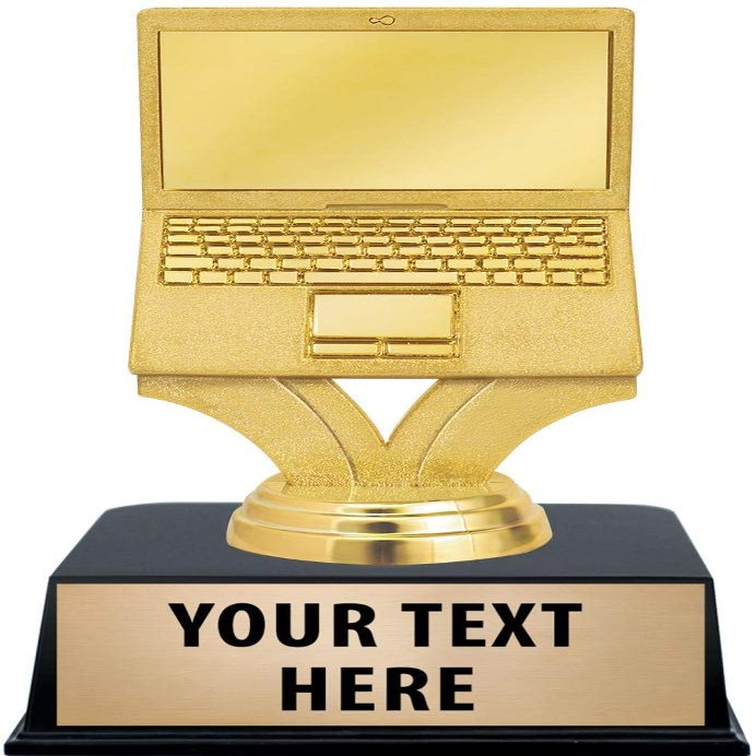 Crown Awards Computer Trophies with Custom Engraving, 6" Personalized Gold Computer Computer Award Trophy On Black Base 10 Pack
