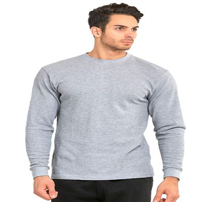 Men's Classic Waffle-Knit Medium Weight Thermal Top (L, Heather Grey)